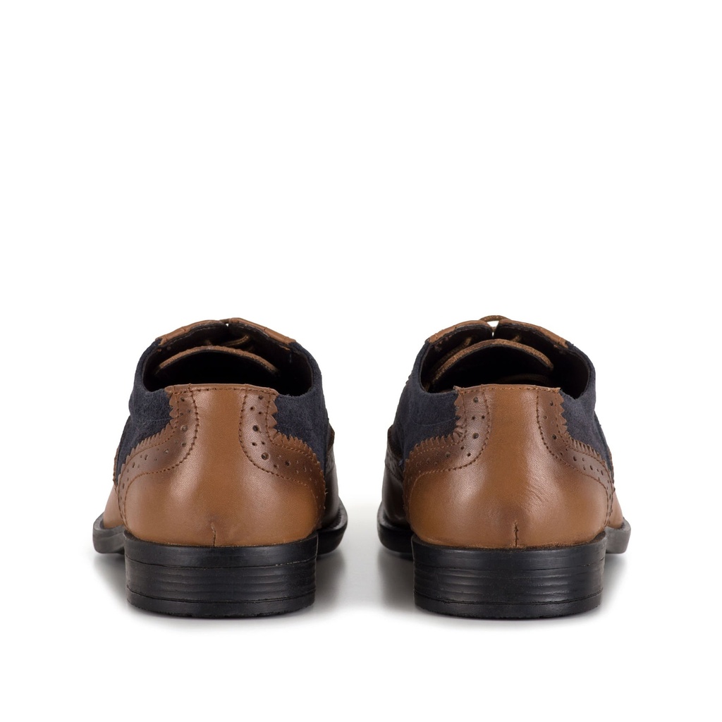 MENS JAY NAVY & BROWN OXFORD BROGUE SHOE