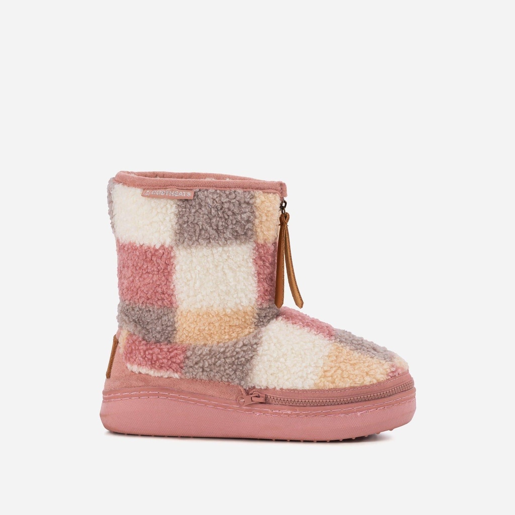 LADIES COSYHEATS CHECK BORG FLEECE SLIPPER BOOT