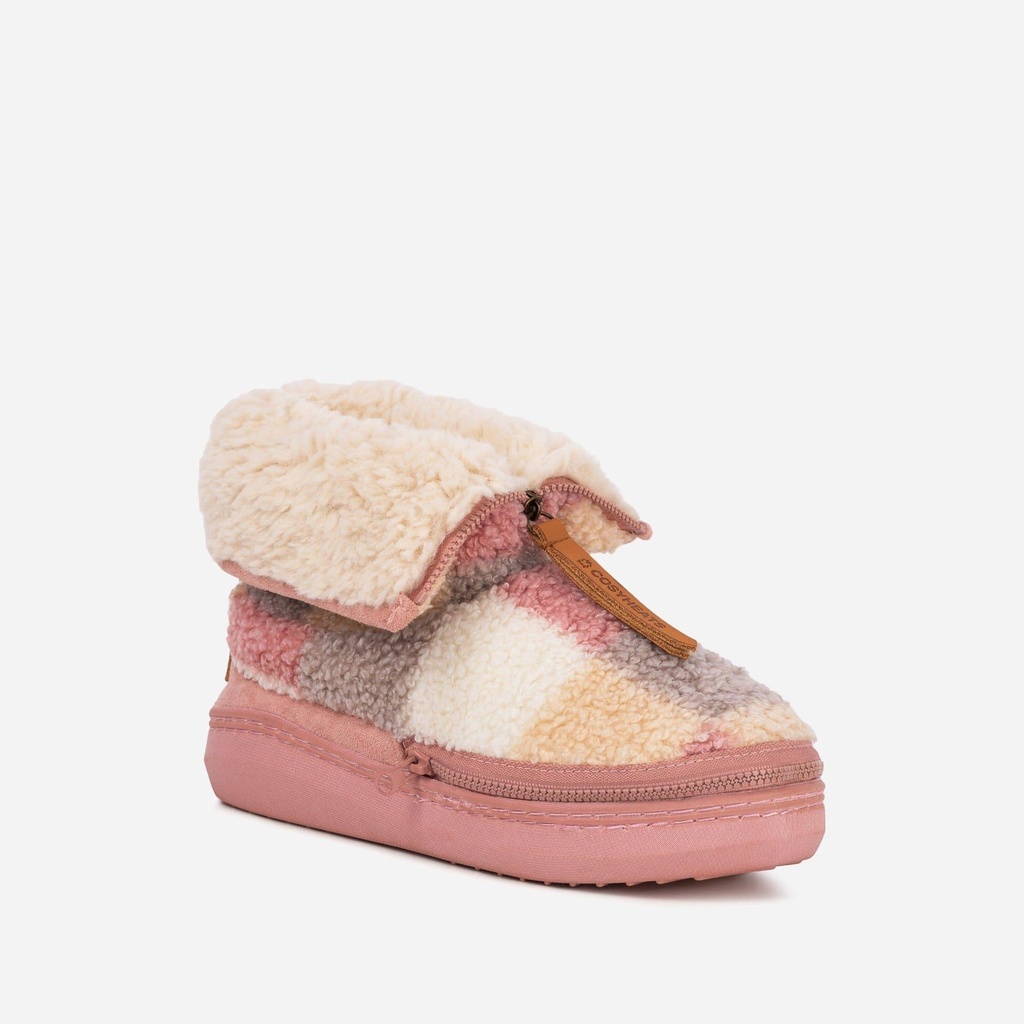 LADIES COSYHEATS CHECK BORG FLEECE SLIPPER BOOT