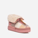 LADIES COSYHEATS CHECK BORG FLEECE SLIPPER BOOT