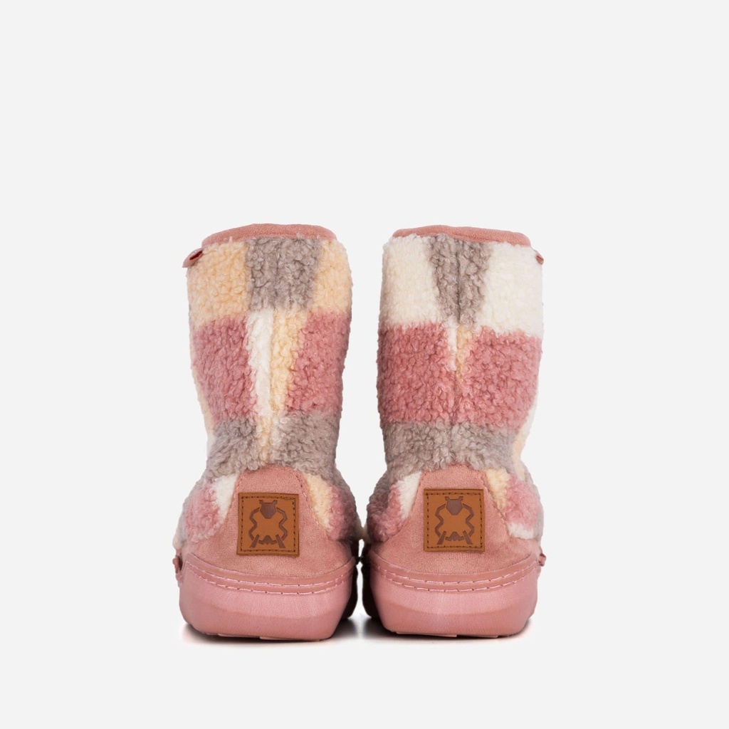 LADIES COSYHEATS CHECK BORG FLEECE SLIPPER BOOT