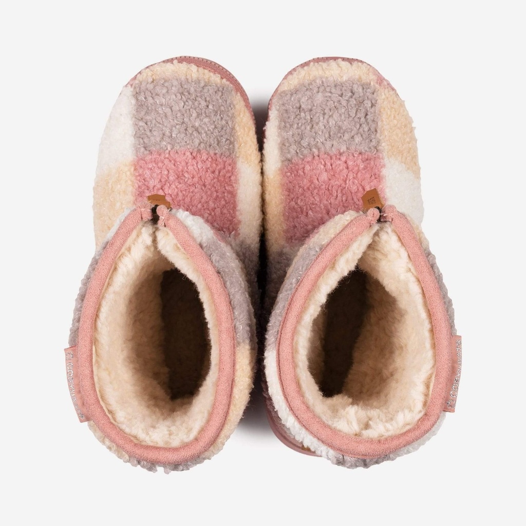 LADIES COSYHEATS CHECK BORG FLEECE SLIPPER BOOT