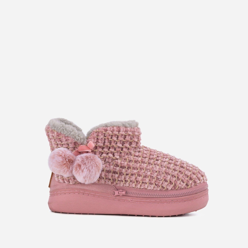LADIES COSYHEATS PINK CHENIELLE SLIPPER BOOTIE