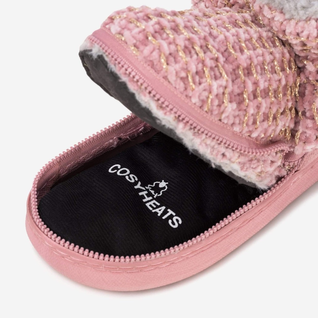 LADIES COSYHEATS PINK CHENIELLE SLIPPER BOOTIE
