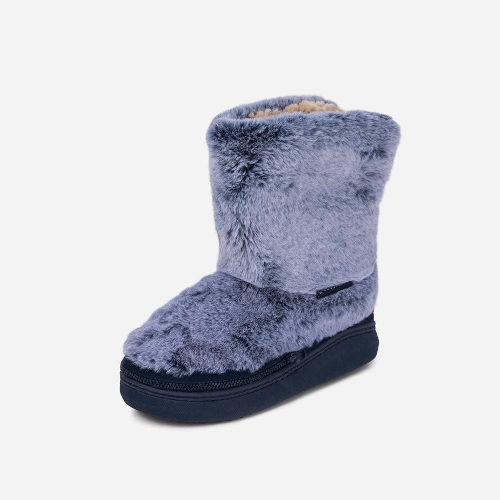LADIES COSYHEATS NAVY TIP DYE FUR SLIPPER BOOT