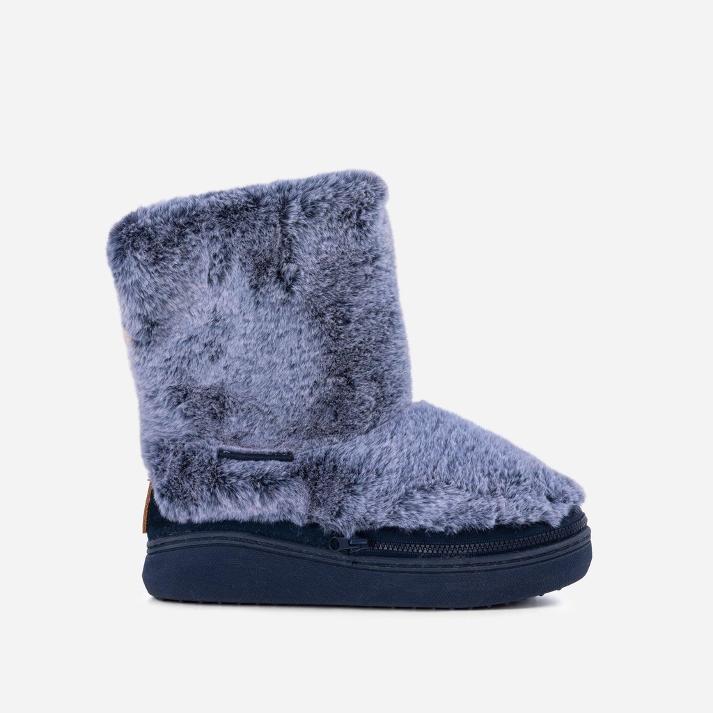 LADIES COSYHEATS NAVY TIP DYE FUR SLIPPER BOOT