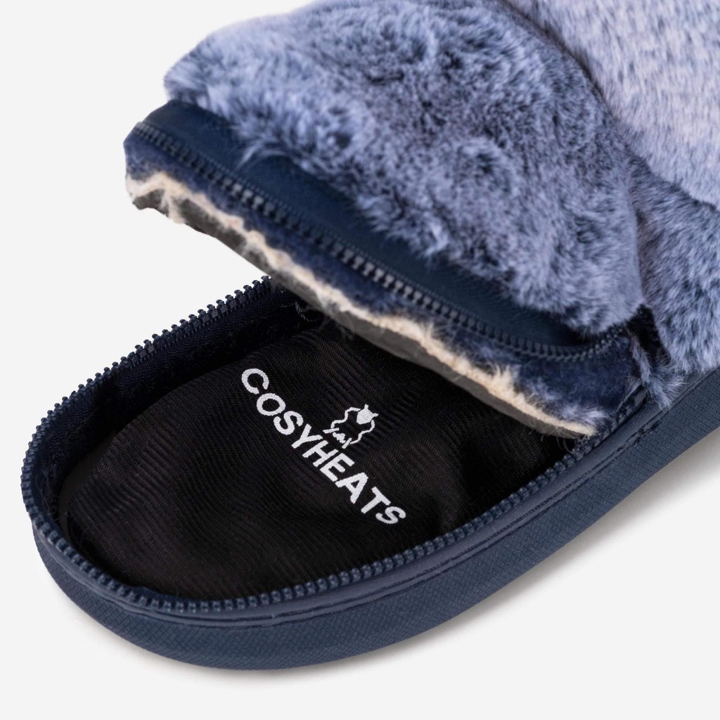 LADIES COSYHEATS NAVY TIP DYE FUR SLIPPER BOOT