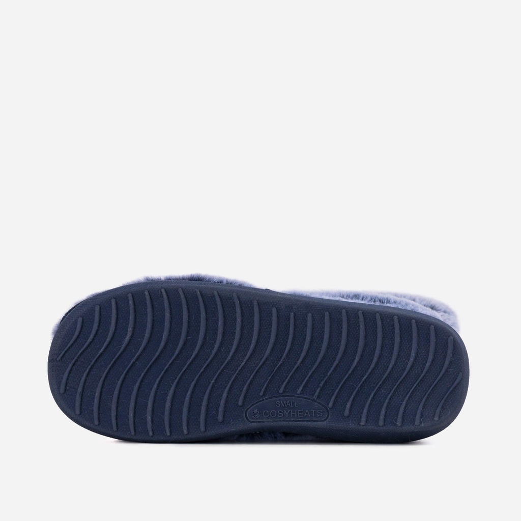 LADIES COSYHEATS NAVY TIP DYE FUR SLIPPER BOOT