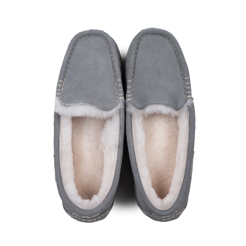 LADIES EVIE GREY Sheepskin MOCCASIN