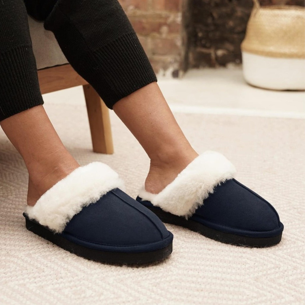 LADIES SUZIE NAVY Sheepskin MULE