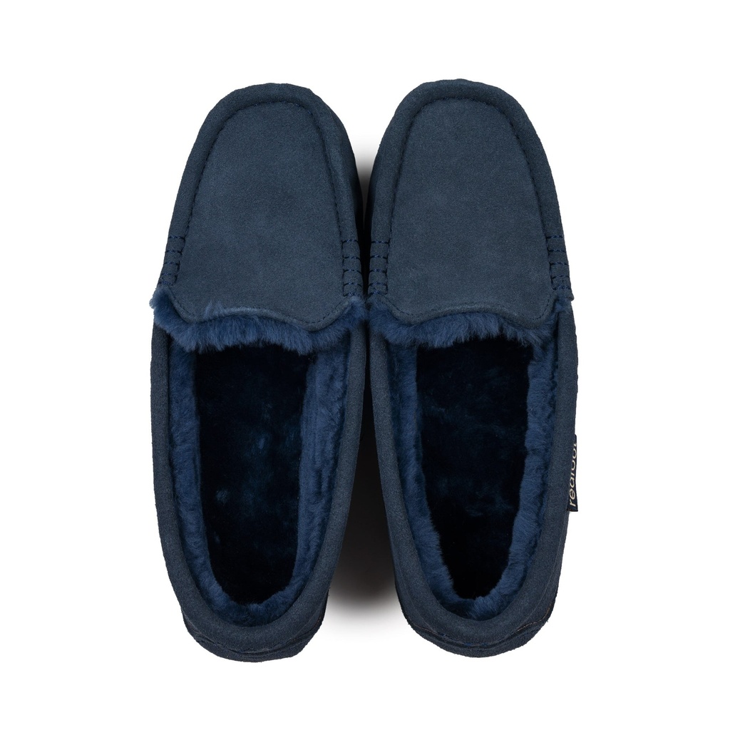 LADIES EVIE NAVY Sheepskin MOCCASIN
