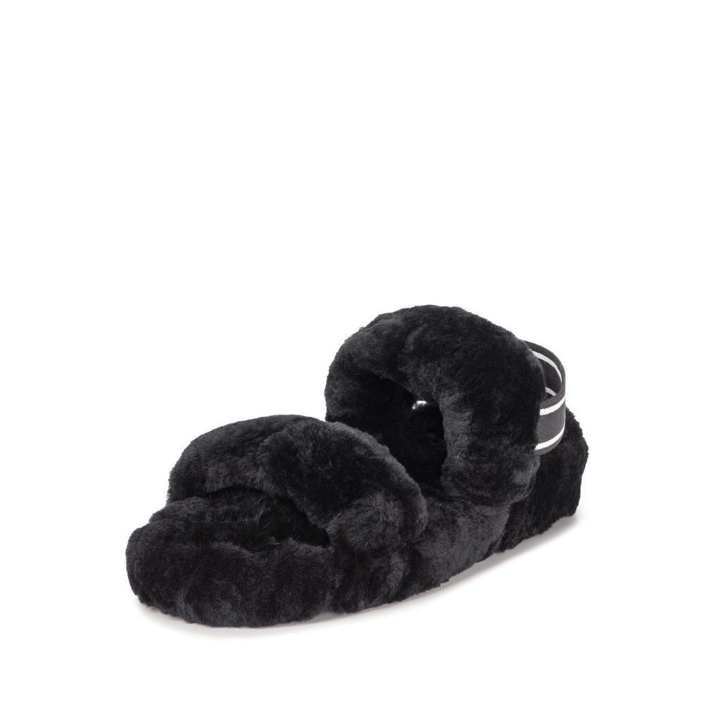 LADIES FREYA BLACK Sheepskin DOUBLE STRAP SLIG BACK