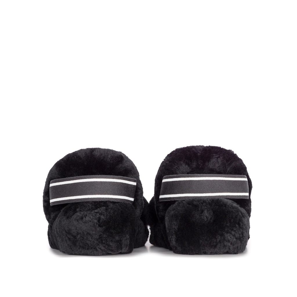 LADIES FREYA BLACK Sheepskin DOUBLE STRAP SLIG BACK
