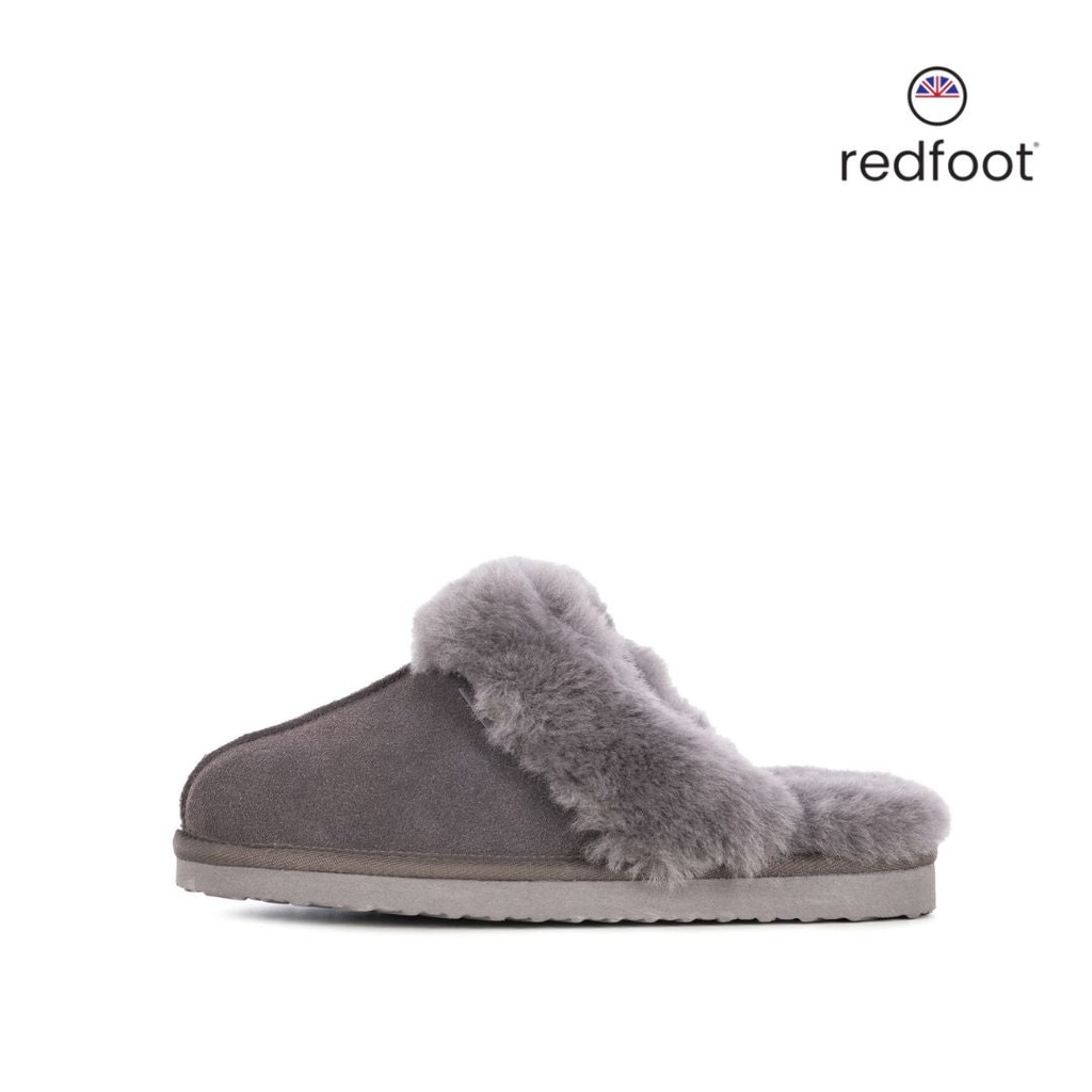 LADIES ANN GREY SHEEPSKIN SLIPPER MULE