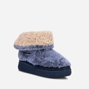 LADIES COSYHEATS NAVY TIP DYE FUR SLIPPER BOOT (MICROWAVEABLE)