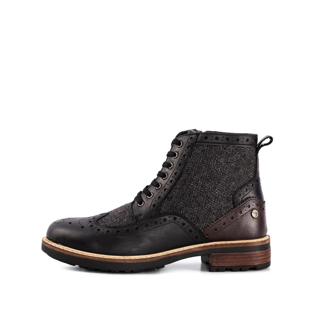 MENS SHERWOOD BLACK HERRINGBONE BOOT
