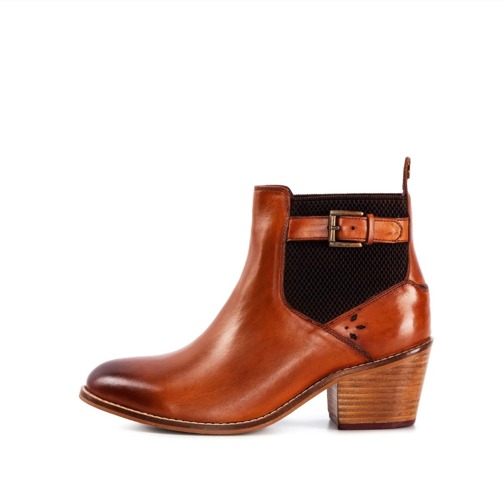 LADIES CHLOE TAN HEELED CHELSEA BOOT