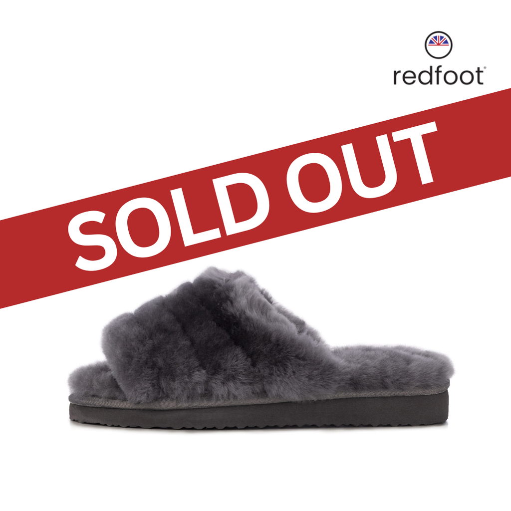 LADIES GREY JOYCE SHEEPSKIN SLIPPER SLIDER