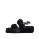 LADIES BLACK FREYA SHEEPSKIN SLIPPER DOUBLE STRAP SLING BACK
