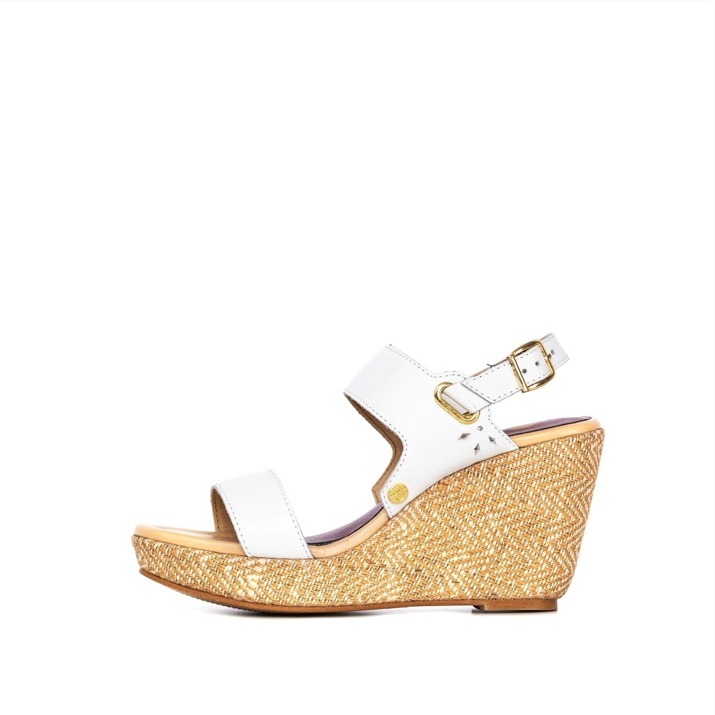 LADIES OLIVIA WHITE WEDGE SANDAL