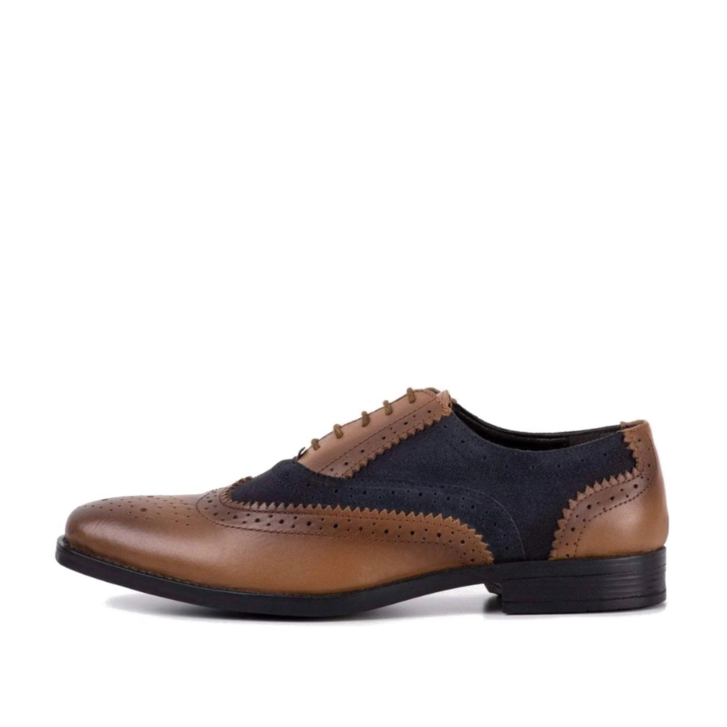 MENS JAY NAVY & BROWN OXFORD BROGUE SHOE