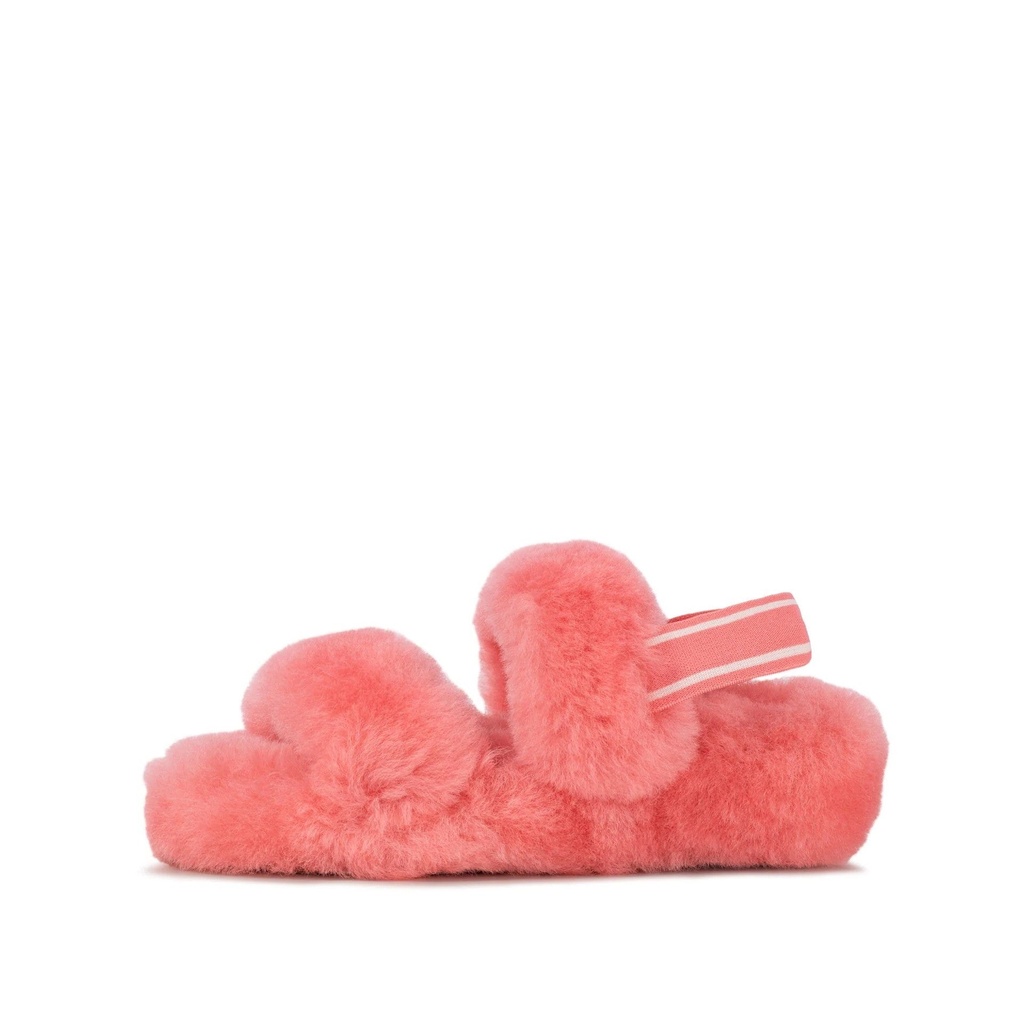 LADIES PINK FREYA SHEEPSKIN SLIPPER DOUBLE STRAP SLING BACK